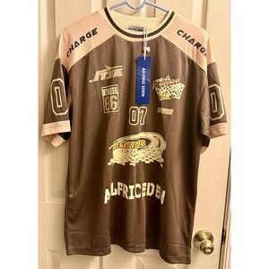 Aelfric Eden 90s style oversized graphic jersey t-shirt Brown & beige Medium New